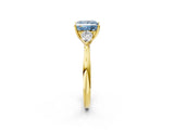 Yellow gold Three-Stone Fancy Blue Princess Cut Brilliant Diamond Solitaire Ring with Tapered Band and Four-Prong Setting_8