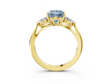 Yellow gold Three-Stone Fancy Blue Princess Cut Brilliant Diamond Solitaire Ring with Tapered Band and Four-Prong Setting_9