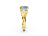 Yellow gold Three Stone Fancy Blue Princess Cut Cut Channel Set Diamond Ring_2