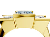 Yellow gold Three Stone Fancy Blue Princess Cut Cut Channel Set Diamond Ring_4