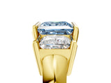 Yellow gold Three Stone Fancy Blue Princess Cut Cut Channel Set Diamond Ring_5