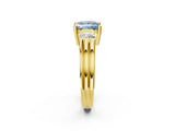 Yellow gold Three-Stone Fancy Blue Princess Cut Cut Classic Band Prong Setting Ring_2