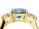 Yellow gold Three-Stone Fancy Blue Princess Cut Cut Classic Band Prong Setting Ring_4
