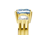 Yellow gold Three-Stone Fancy Blue Princess Cut Cut Classic Band Prong Setting Ring_5