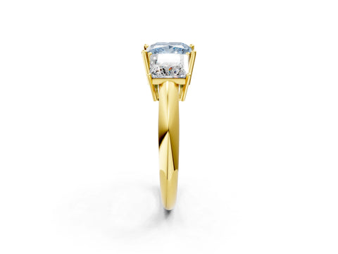 Yellow gold Three-Stone Fancy Blue Princess Cut Cut Diamond Engagement Ring with Prong Setting on a White Gold Band_26