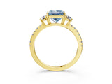 Yellow gold Three-Stone Fancy Blue Princess Cut Cut Diamond Pavé Band with Prong Setting_18