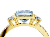 Yellow gold Three-Stone Fancy Blue Princess Cut Cut Diamond Pavé Band with Prong Setting_19