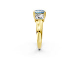Yellow gold Three-Stone Fancy Blue Princess Cut Cut Diamond Ring with Channel Set Band and Four-Prong Setting_2