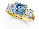 Yellow gold Three-Stone Fancy Blue Princess Cut Cut Diamond Ring with Channel Set Band and Four-Prong Setting_25