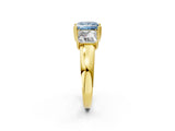 Yellow gold Three-Stone Fancy Blue Princess Cut Cut Diamond Ring with Channel Set Band and Four-Prong Setting_26