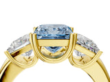 Yellow gold Three-Stone Fancy Blue Princess Cut Cut Diamond Ring with Channel Set Band and Four-Prong Setting_28
