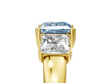 Yellow gold Three-Stone Fancy Blue Princess Cut Cut Diamond Ring with Channel Set Band and Four-Prong Setting_29