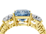 Yellow gold Three-Stone Fancy Blue Princess Cut Cut Diamond Ring with Channel-Set Band and Prong Setting_4