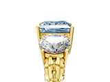Yellow gold Three-Stone Fancy Blue Princess Cut Cut Diamond Ring with Channel-Set Band and Prong Setting_5