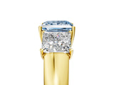 Yellow gold Three-Stone Fancy Blue Princess Cut Cut Diamond Ring with Prong Setting and Classic Band_5