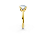 Yellow gold Three-Stone Fancy Blue Princess Cut Cut Diamond Ring with Trillion Side Stones and Four-Prong Setting_5