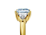 Yellow gold Three-Stone Fancy Blue Princess Cut Cut Diamond Ring with Trillion Side Stones and Four-Prong Setting_8