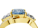 Yellow gold Three-Stone Fancy Blue Princess Cut Cut Diamond Split Shank Prong Set Ring_16