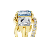 Yellow gold Three-Stone Fancy Blue Princess Cut Cut Diamond Split Shank Prong Set Ring_17