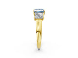 Yellow gold Three-Stone Fancy Blue Princess Cut Cut Solitaire Ring with Classic Prong Setting_2