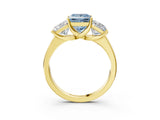 Yellow gold Three-Stone Fancy Blue Princess Cut Cut Solitaire Ring with Classic Prong Setting_3