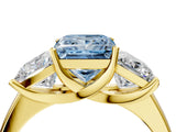 Yellow gold Three-Stone Fancy Blue Princess Cut Cut Solitaire Ring with Classic Prong Setting_4