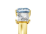 Yellow gold Three-Stone Fancy Blue Princess Cut Cut Solitaire Ring with Classic Prong Setting_5
