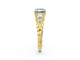 Yellow gold Three-Stone Fancy Blue Princess Cut Diamond Braided Band Ring with Four-Prong Setting_42