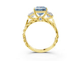 Yellow gold Three-Stone Fancy Blue Princess Cut Diamond Braided Band Ring with Four-Prong Setting_43