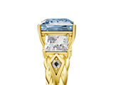 Yellow gold Three-Stone Fancy Blue Princess Cut Diamond Braided Band Ring with Four-Prong Setting_45