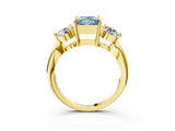 Yellow gold Three-Stone Fancy Blue Princess Cut Diamond Channel Set Engagement Ring with Prong Setting_3