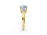 Yellow gold Three-Stone Fancy Blue Princess Cut Diamond Engagement Ring with Prong Setting_5