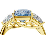 Yellow gold Three-Stone Fancy Blue Princess Cut Diamond Engagement Ring with Prong Setting_7