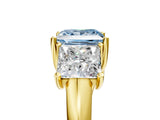 Yellow gold Three-Stone Fancy Blue Princess Cut Diamond Engagement Ring with Prong Setting_8