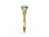 Yellow gold Three-Stone Fancy Blue Princess  Cut Diamond Pavé Band with Four-Prong Setting_30