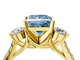 Yellow gold Three-Stone Fancy Blue Princess  Cut Diamond Pavé Band with Four-Prong Setting_32