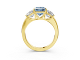 Yellow gold Three-Stone Fancy Blue Princess  Cut Diamond Ring with Channel-Set Band and Four-Prong Setting_52