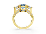 Yellow gold Three-Stone Fancy Blue Princess  Cut Diamond Ring with Channel-Set Band and Four-Prong Setting_52