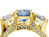 Yellow gold Three-Stone Fancy Blue Princess  Cut Diamond Ring with Channel-Set Band and Four-Prong Setting_53