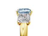 Yellow gold Three-Stone Fancy Blue Princess  Cut Diamond Ring with Channel-Set Band and Four-Prong Setting_54