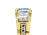 Yellow gold Three-Stone Fancy Blue Princess  Cut Diamond Ring with Channel-Set Band and Four-Prong Setting_54