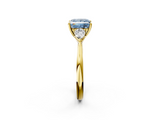 Yellow gold Three-Stone Fancy Blue Princess  Cut Diamond Ring with Pear Side Stones in Four-Prong Setting_109