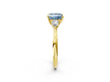 Yellow gold Three-Stone Fancy Blue Princess Cut Diamond Ring with Pear  Side Stones in Four-Prong Setting_14