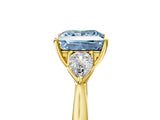 Yellow gold Three-Stone Fancy Blue Princess Cut Diamond Ring with Pear  Side Stones in Four-Prong Setting_17