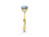 Yellow gold Three-Stone Fancy Blue Princess Cut Diamond Ring with Pear  Side Stones in Four-Prong Setting_50