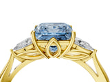 Yellow gold Three-Stone Fancy Blue Princess Cut Diamond Ring with Pear  Side Stones in Four-Prong Setting_52