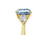 Yellow gold Three-Stone Fancy Blue Princess Cut Diamond Ring with Pear  Side Stones in Four-Prong Setting_53