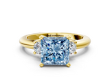 Yellow gold Three-Stone Fancy Blue Princess  Cut Diamond Solitaire with Prong Setting and Classic Band_28