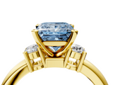 Yellow gold Three-Stone Fancy Blue Princess  Cut Diamond Solitaire with Prong Setting and Classic Band_32