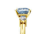 Yellow gold Three-Stone Fancy Blue Princess  Cut Diamond Solitaire with Prong Setting and Classic Band_33
